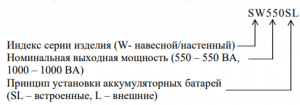 Структура обозначения настенных ИБП